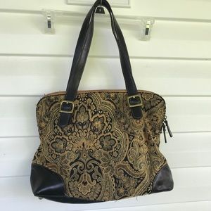 Vintage Fossil Patterned Shoulder Bag